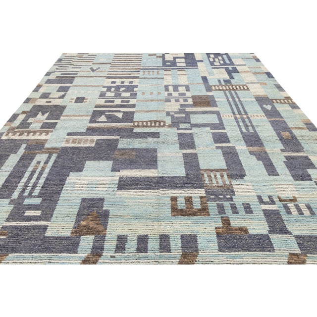 10x14 Abstract Urban Nomad: Modern Moroccan Style Handmade Wool Rug For Sale - Image 10 of 11