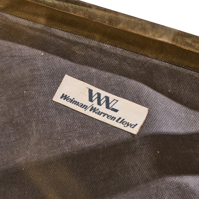 Warren Lloyd for Weiman Mid Century Brass X Base Stools - Pair For Sale - Image 12 of 12