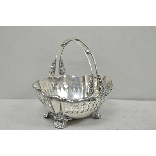 Antique Wallace Bros Victorian Silver Plated Reticulated Small Basket Nut Dish For Sale - Image 15 of 15
