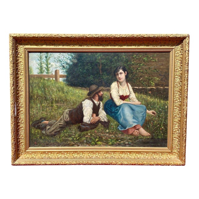 Gallant Scene in a Meadow, Oil on Canvas For Sale