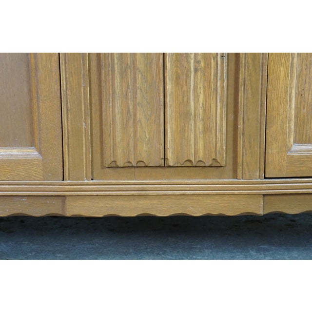 Wood Vintage Jacobean Spanish Revival Oak Welsh Dresser Buffet & Hutch Cupboard 68" For Sale - Image 7 of 13