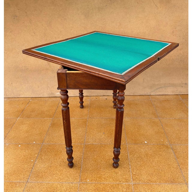 Antique Oak Games Table with Green Felt Top, Early 20th Century For Sale - Image 9 of 11