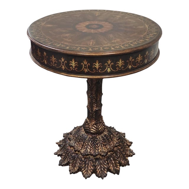 Vintage Empire Neoclassical Style Pedestal Side Table For Sale