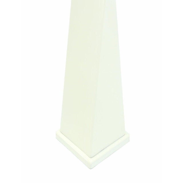 Pair 5' Tall Large Oversize Twisted Column Square Base White Lacquer Floor Lamps For Sale - Image 6 of 6