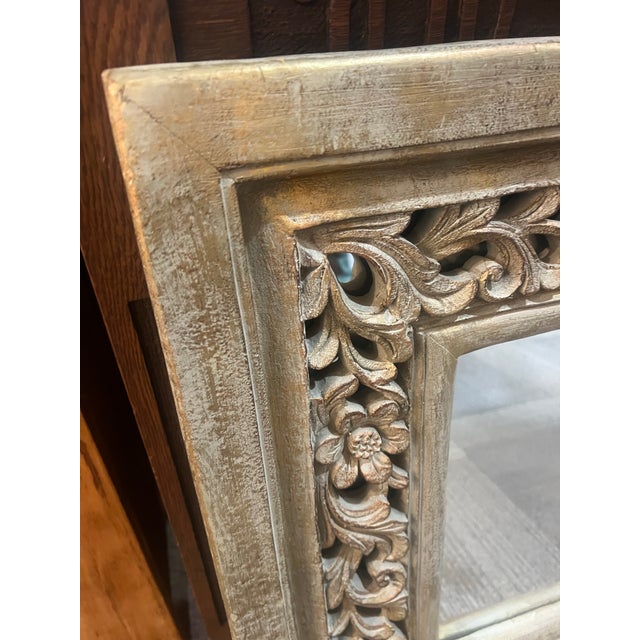 Gold Carved Floral Motif Gold Washed Mirror For Sale - Image 8 of 8