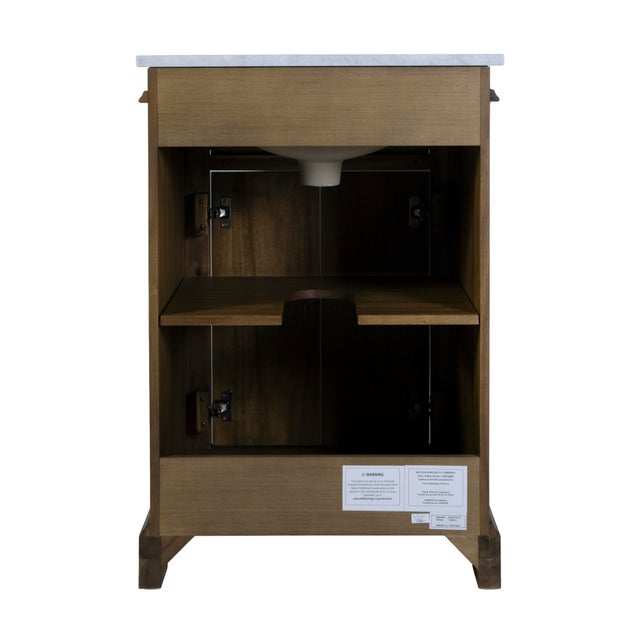 Brown Rachelle 24 in. W Rectangular Wood & Marble Bathroom Vanity with Storage, Brown For Sale - Image 8 of 11