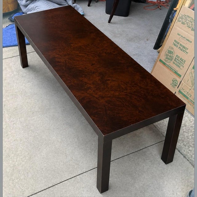 Mid 20th Century Mid-Century Modern Calvin Furniture for Directional Burl Walnut Parsons Style Coffee Table For Sale - Image 5 of 6