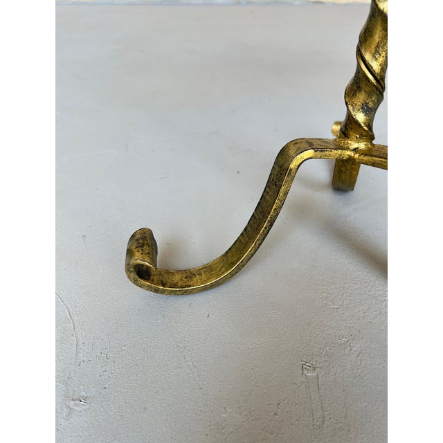 Vintage-Inspired Gilt Iron Drinks Table With Twisted Stem and Curled Tripod Base For Sale - Image 11 of 11