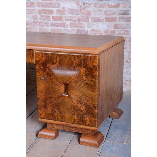 1920s Art Deco Writing Desk in Mahogany & Walnut, Czech, 1920s For Sale - Image 5 of 18