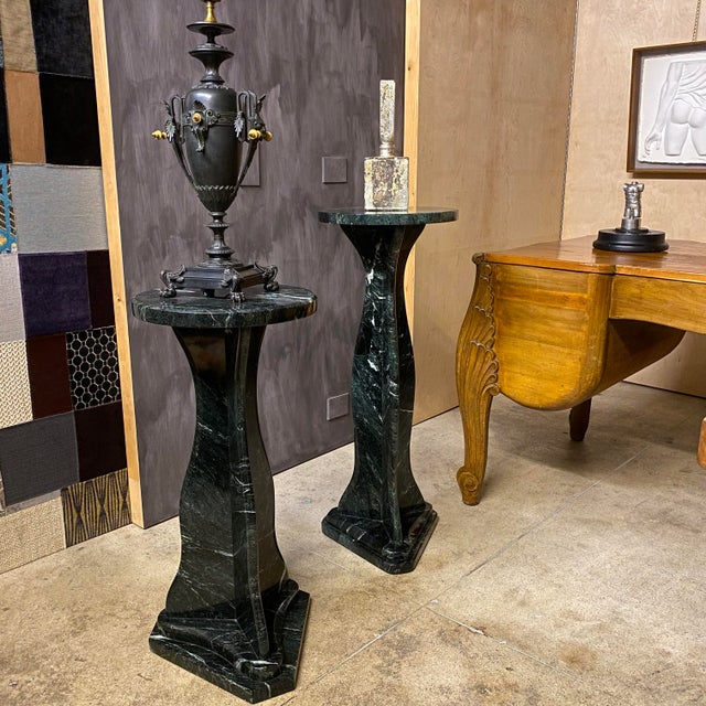 Verdi Alpi Marble Art Nouveau Style Short Pedestal For Sale - Image 15 of 15