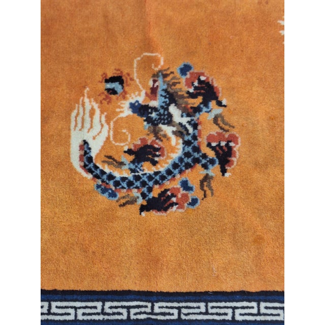 Textile Vintage Chinese Dragon Rug, Hand Knotted Wool Tibetan Style Chinoiserie Accent Rug 5'8" X 3' For Sale - Image 7 of 9