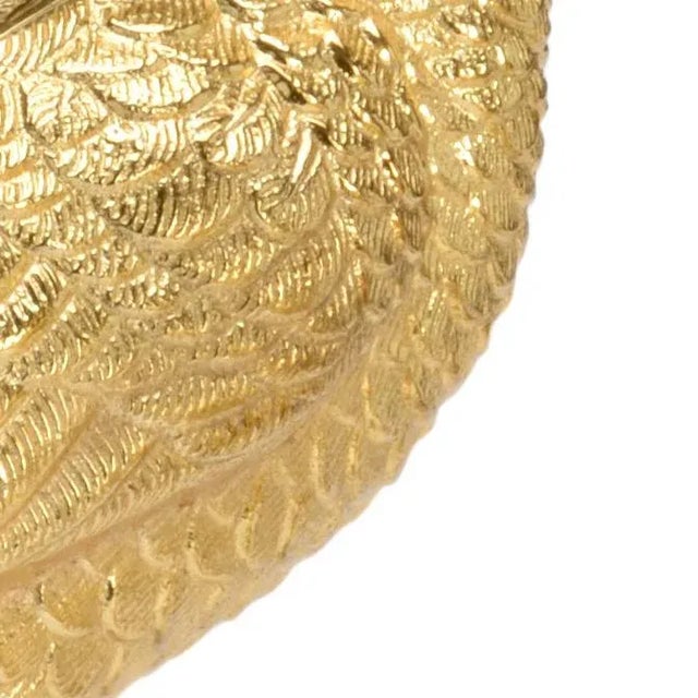 Pair of polished brass decorative peacocks