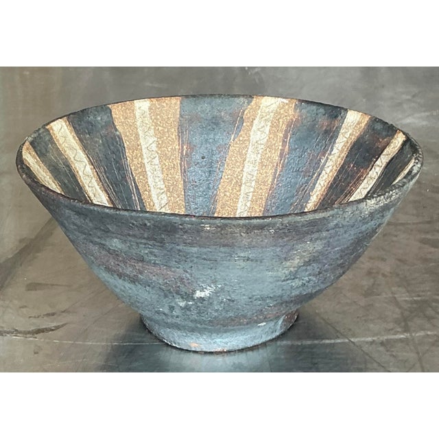 Vintage Boho Striped Studio Pottery Bowl For Sale - Image 4 of 6
