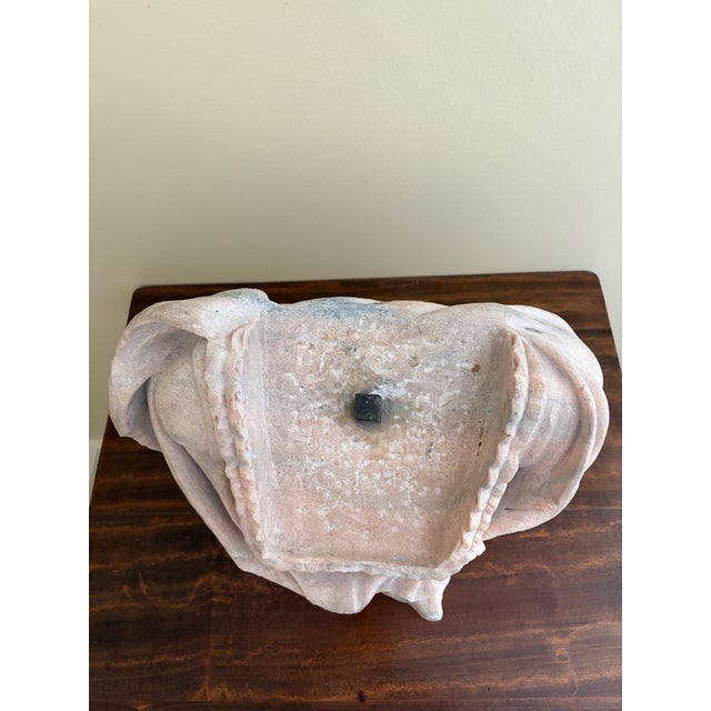 Pink Antique French Marble Female Bust Fragment With Draped Neoclassical Form For Sale - Image 8 of 12