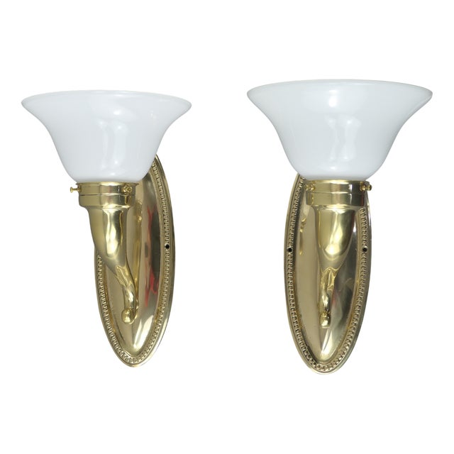 Art Deco Brass Wall Lamps, Austria, 1930s, Set of 2 For Sale