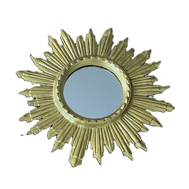 Wood Mid-Century Italian Giltwood Sunburst Mirror, 1960s For Sale - Image 7 of 7