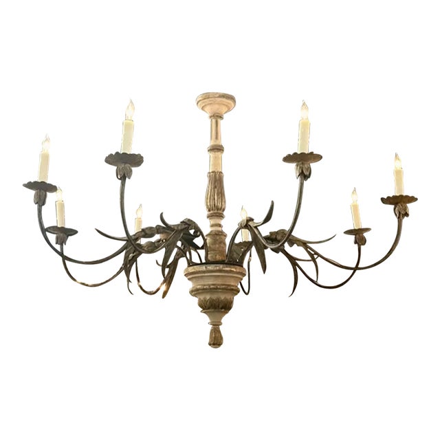 19th Century Italian Carved and Parcel Gilt 8 Arm Chandeliers For Sale