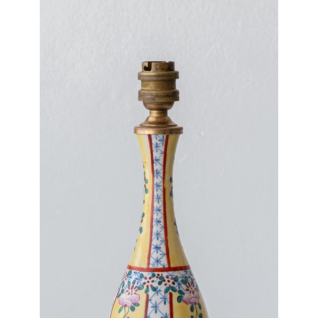 1930s Chinoiserie Yellow Porcelain Lamp, Europe, 1900s For Sale - Image 5 of 15