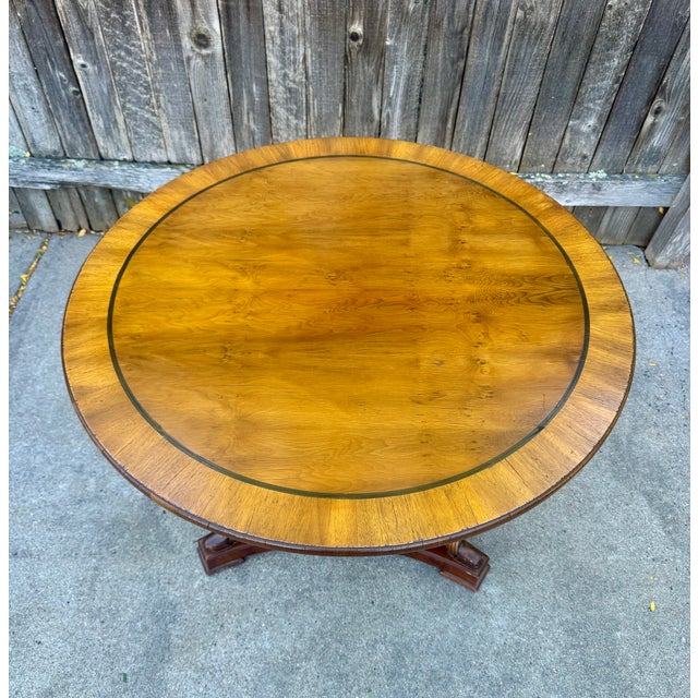 Baroque Neoclassical Empire-Style Round Center Table, Baroque Twist Legs, Burl Veneer Top, Alfonso Marina, Mexico City For Sale - Image 3 of 7
