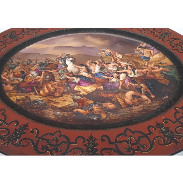 Large Hand-Painted Wall Charger Plate Depicting Roman Battle with Semi Nude Sabine Woman, 1866 For Sale - Image 18 of 18