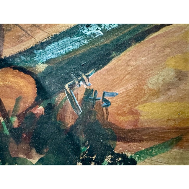1940s Henry Emil Salloch Original Watercolor on Paper Seaside Boardwalk Carousel in the Evening, 1945. For Sale - Image 5 of 8