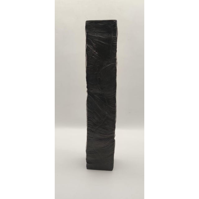 Mid-Century Modern Large Mid-Century Brutalist Column Vase in Black Bisque Porcelain by Martin Freyer for Rosenthal, 1970s For Sale - Image 3 of 11