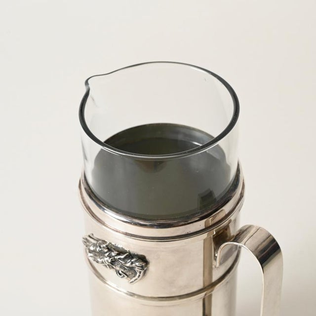 1970s Silver-Plated Carafe with Crystal Insert from Gucci, Italy, 1970s For Sale - Image 5 of 17