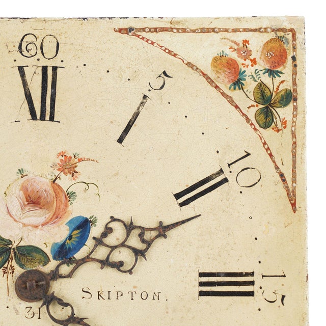 19th Century Japanned Steel Clock Face With English Roses by Edmund Sagar, 1793-1805 For Sale - Image 5 of 8