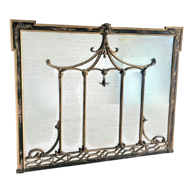 A monumental sized fine antique, 1920's pagoda mantel French mirror. This is an exquisite antique mirror and extremely...