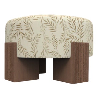 Cassette Pouf in Outside Talea Linen Fabric and Smoked Oak by Alter Ego for Collector For Sale