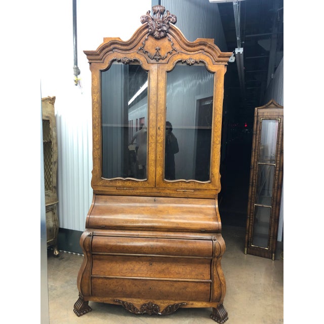Italian Inlay Marquetry Secretary Bookcase 20th Century For Sale - Image 13 of 13