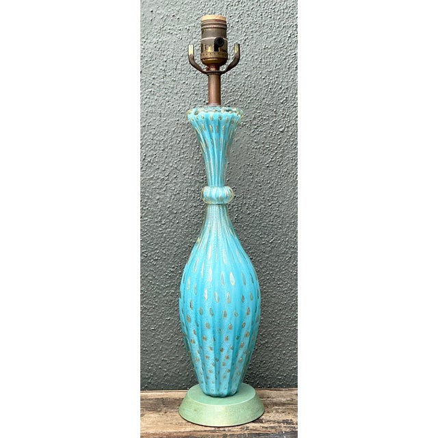 Metal Vintage Italian Murano Glass Lamp For Sale - Image 7 of 12