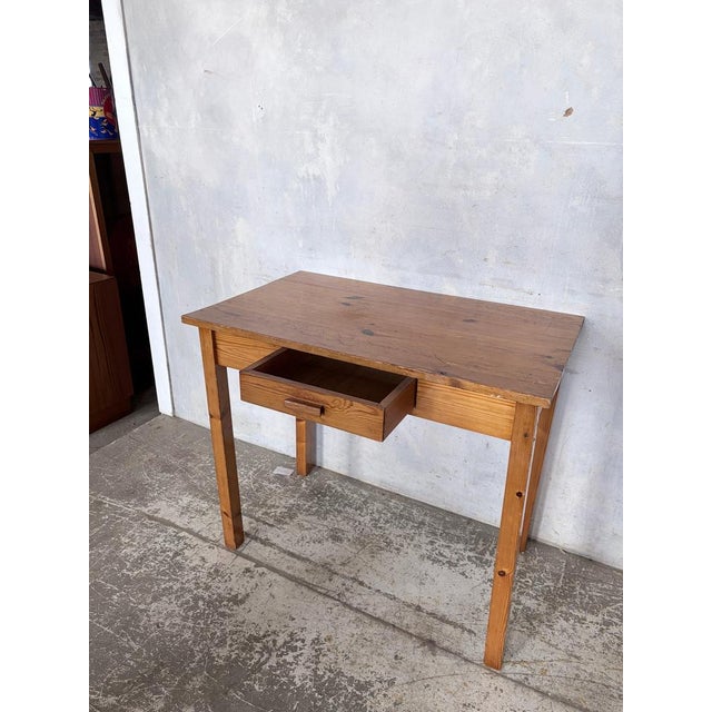 Contemporary Vintage Pine Writing Desk with Drawer For Sale - Image 3 of 9