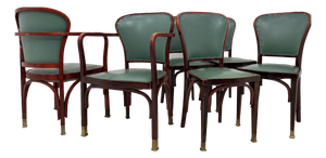 Vienna Secession Chairs and Armchairs by Gustav Siegel for Jacob & Josef Kohn, 1890s, Set of 6