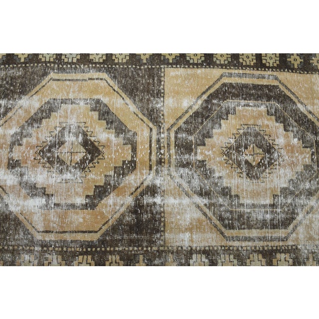 1970s Vintage Turkish Handmade Wool Cotton Brown Runner Rug For Sale In San Francisco - Image 6 of 11