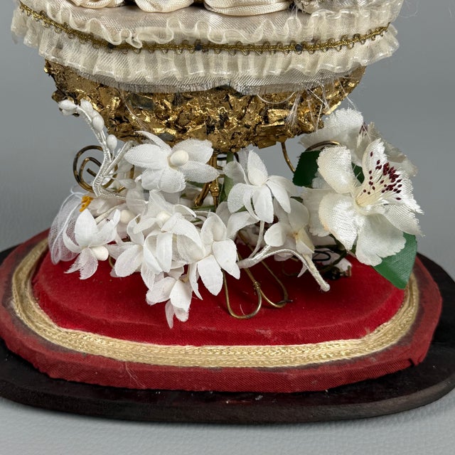 Vintage 20th Century Mary Child in Bell Cradle with Flowers Wooden Base, 1950s For Sale - Image 10 of 16