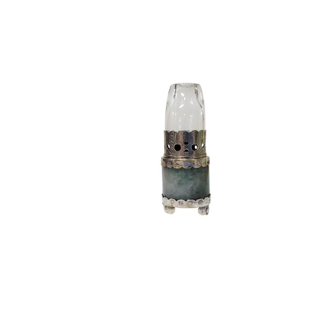 Late 19th Century Late Qing Dynasty Chinese Silver-Mounted Jade Opium Lamp For Sale - Image 5 of 12