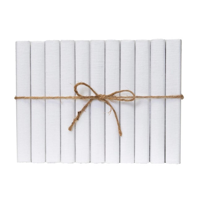 Modern Decorative Books - Snowfall Linen Wrapped Book Bundle - 1 Foot of White Books For Sale - Image 3 of 4