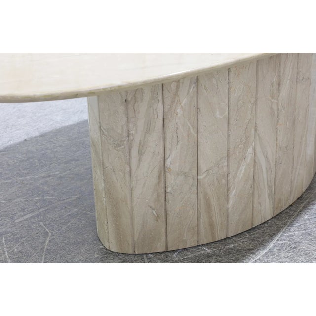 1970s Italian Marble Coffee Table With Faceted Base and Oval Top For Sale In Philadelphia - Image 6 of 8
