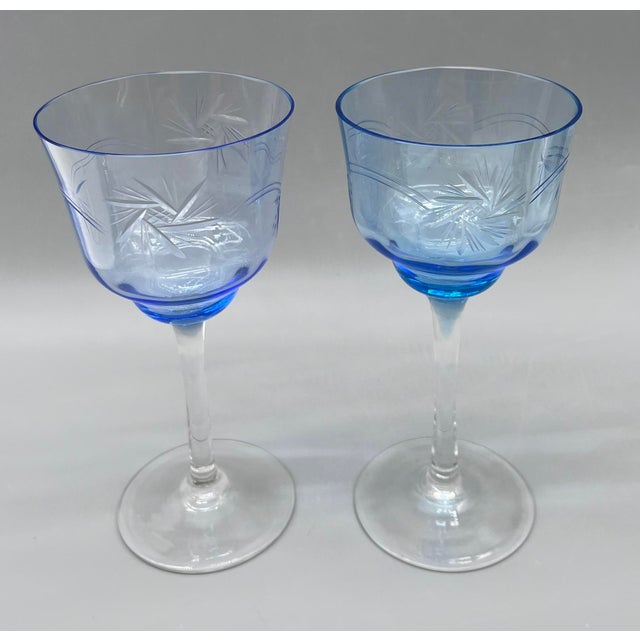 Art Nouveau Faceted Wine Glasses with Star Design, 1920s, Set of 6 For Sale - Image 16 of 17