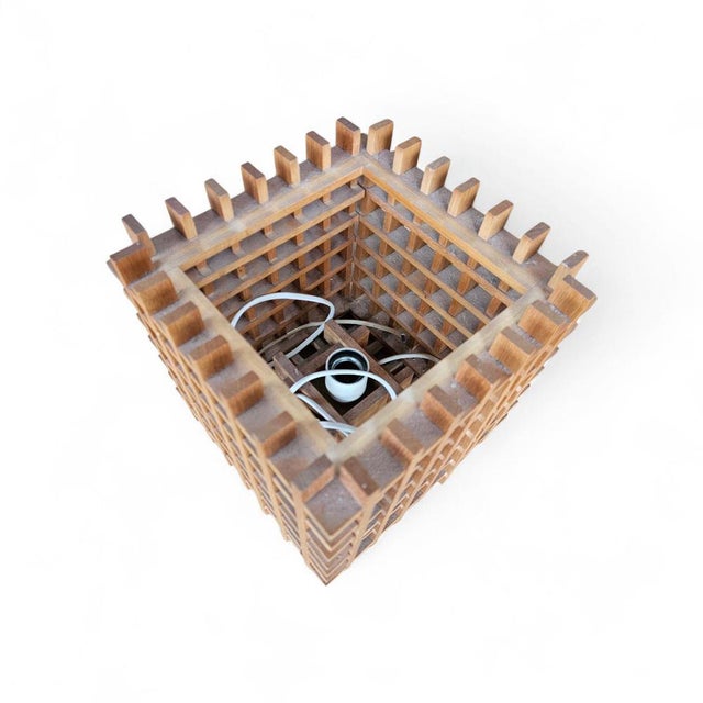 Wood Mid-Century Modern Wood Cube Table Lamp, Italy, 1960s For Sale - Image 7 of 10