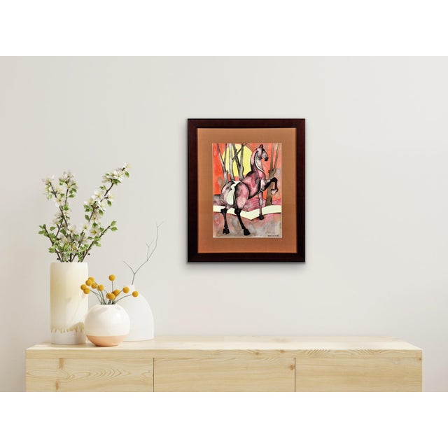 Geoffrey Key, Horse with Rising Sun, 1989, Watercolour, Framed For Sale - Image 17 of 18