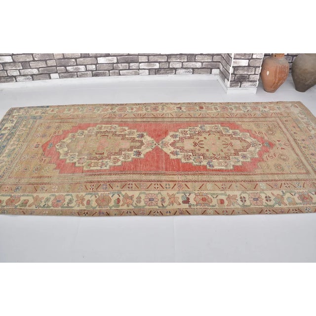 Vintage Handwoven Oushak With Faded Botanical Medallion Rug For Sale - Image 9 of 10