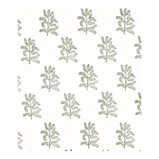 Les Indiennes Hand Blocked French Grey Japanese Trees Indian Cotton Fabric- 2 1/2 Yards For Sale