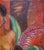 Textile F. Cohen Warm-Toned Abstract Figurative Black Art Portrait of a Mother with Children, 20th Century For Sale - Image 7 of 12