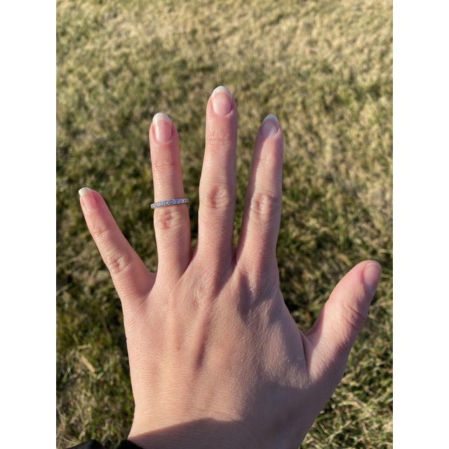 1ctw Diamond Eternity Band Ring, Platinum, Ring Size 4, Stackable For Sale - Image 4 of 4