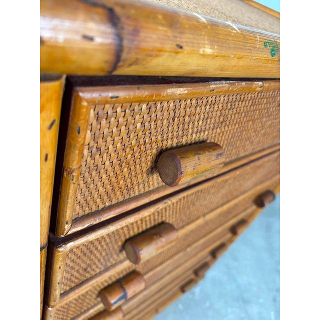 Wood Bamboo and Rattan Chest of Drawers, Italy, 1960s For Sale - Image 7 of 10