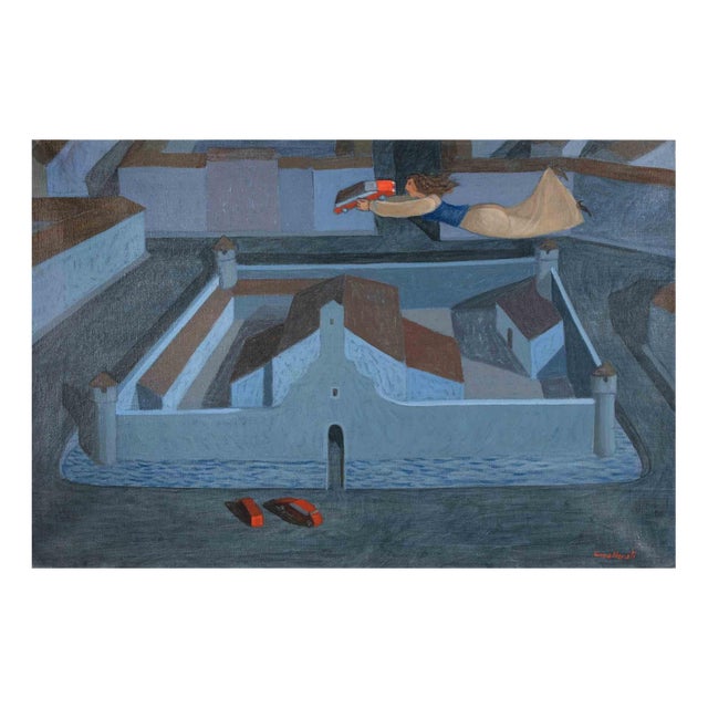 Alberto Gallerati, I'll Give You a Car, Oil Painting, 1980s For Sale