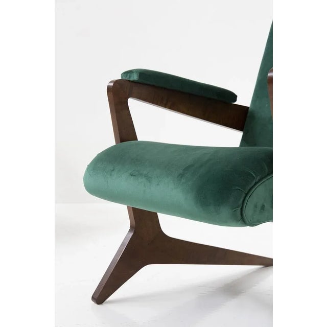 Mid-Century Modern Set of 20th Century Brazilian Green Velvet Armchairs, 1950s For Sale - Image 3 of 12