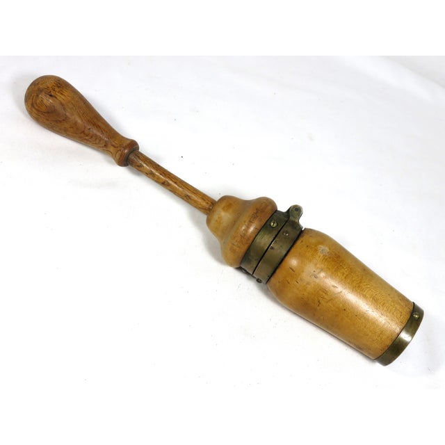1900s Americana Wood & Brass Wine Bottle Cork Press Chairish